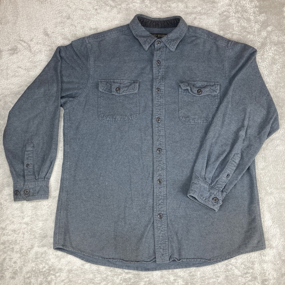 Grizzly Mountain Shirt Size XL Gray Flannel Long Sleeve Button Up Outdoor Trail